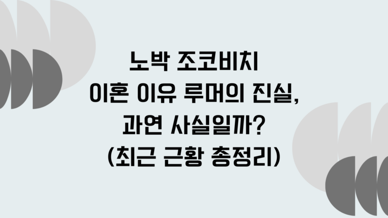 노박 조코비치 이혼 이유 루머의 진실, 과연 사실일까? (최근 근황 총정리)